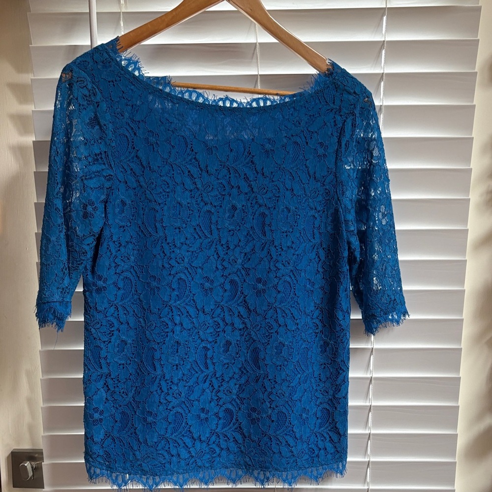 Pim + Larkin Vibrant Blue Lace Blouse